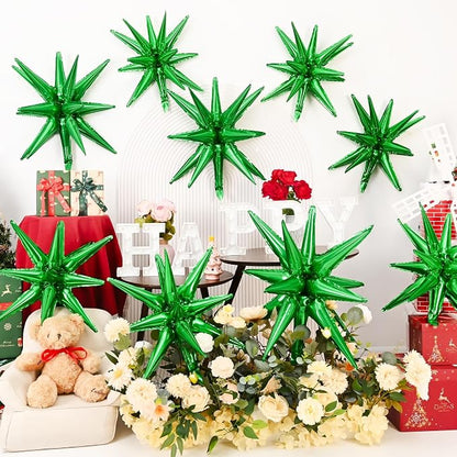 9Pcs Green Star Balloons, Large Explosion Star Foil Balloons, Metallic Green - Image 4