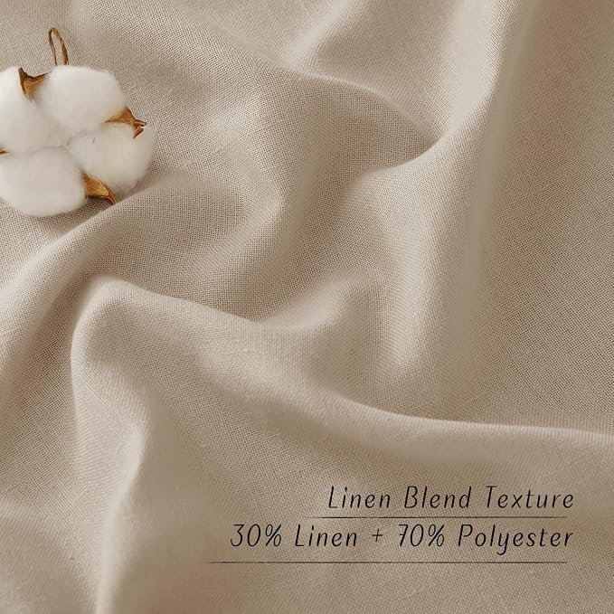 NICETOWN Thick Linen Blend Taupe Curtains 120 inches Long, Grommet Bedroom - Image 4