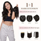 GOO GOO Clip in Hair Extensions Real Human Hair, Remy Human Hair Extensions Clip ins for Women, Natural Human Hair, 16inch 65g 4Pcs, 2 Dark Brown