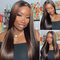 30 inch Highlight Straight Lace Front Wigs Human Hair Pre Plucked 1B/30 Ombre Frontal Wigs Human Hair 13x4 Transparent Lace Wig Glueless Balayage Wigs for Women Human Hair