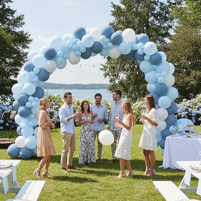 RUBFAC Dusty Blue Balloons Different Sizes Neutral Party Balloon 154pcs | Slate - Image 7
