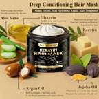 Deep Conditioning Hair Mask - Keratin Mask with Argan Oil - Giant 500ML Size Jojoba Oil Natural Hydrating Repair Hair for Damaged Frizzy Dry Hair Treatment - Fits All Hair Types (17 oz), Argan Oil