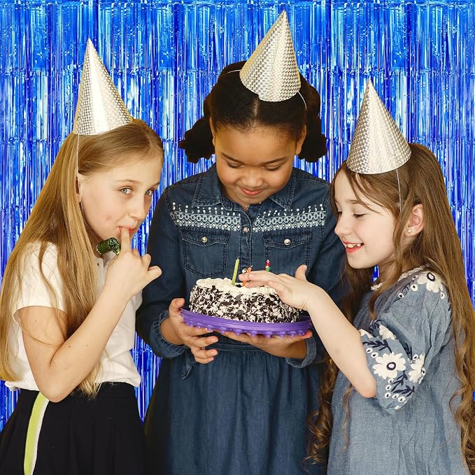 10 Pack Blue Backdrop Curtain 3.2ft x 8.2ft Metallic Tinsel Foil Fringe - Image 6