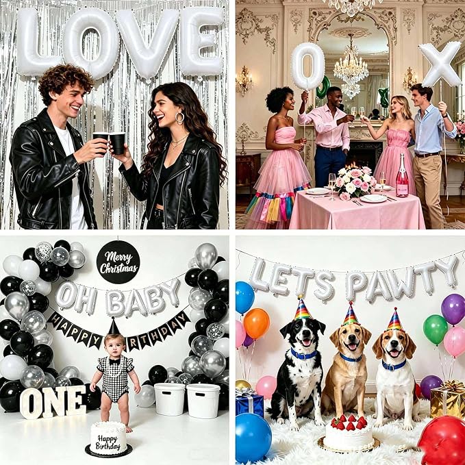 98 Pcs White Letter Balloons, Custom 3 Set A-Z Set - Image 6