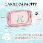 YOOLIFE Christmas Gifts For Teenage Girls Stocking Stuffers For Teen Girls Teacher Gifts Initial Clear Makeup Bag Birthday Gift Travel Toiletry Cosmetic Bags Birthday Gift Travel Essentials Pink A