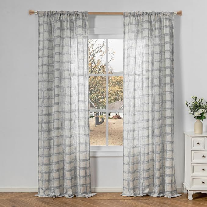 MYSKY HOME Linen Sheer Curtains 95 Inch Length - Image 2