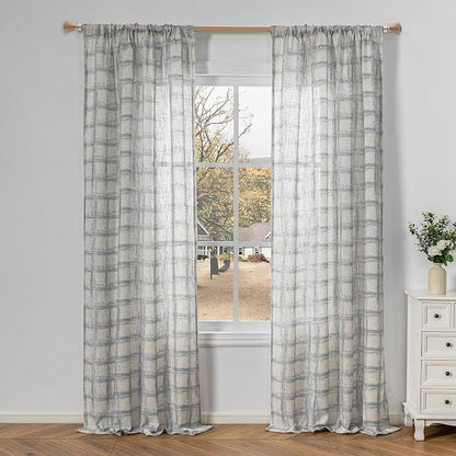 MYSKY HOME Linen Sheer Curtains 95 Inch Length - Image 2