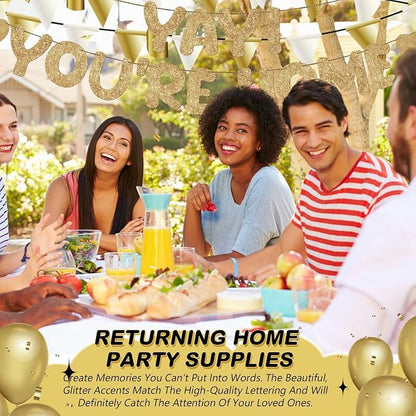 Fulmoon Pre Strung Yay You're Home Banner Glitter Welcome Home Party - Image 7