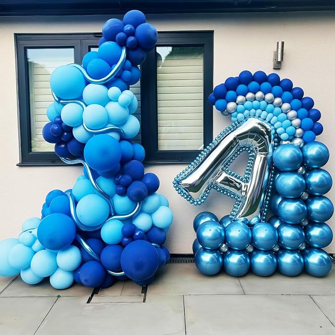HILAVO Blue Balloon Garland Arch Kit Fathers Day Metallic Chrome Pearl Baby - Image 3