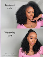 LUVME Invisible Clip ins Hair Extensions Deep Kinky Curly Real Human Hair Remy Hair Clip ins for Women, Natural Human Hair,24 inch 2 Pack 220g 12Pcs, Natural Black