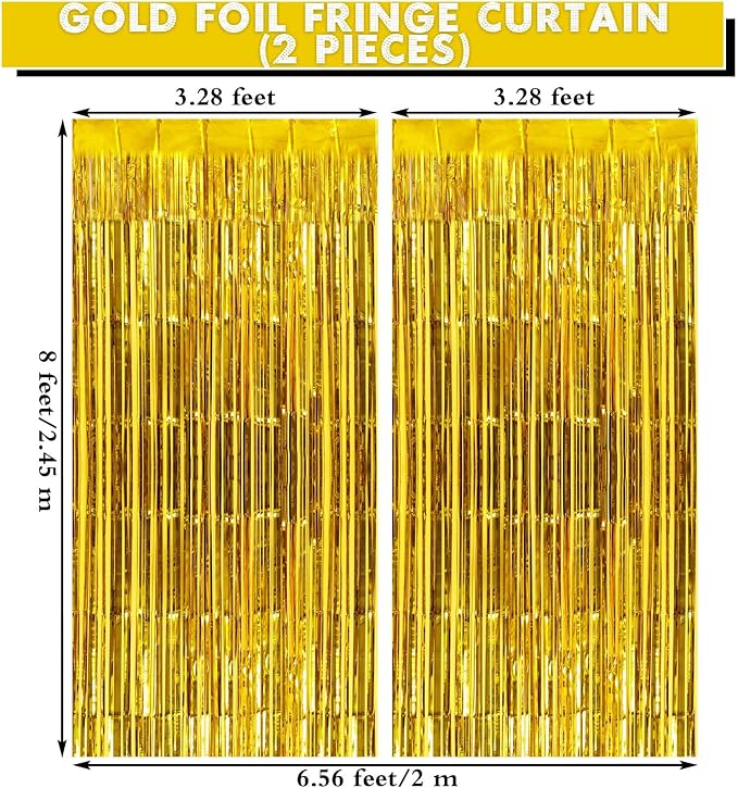 2 Pack Fringe Curtains Foil Shiny Fringe Backdrop Tinsel Door Streamers Foil - Image 3
