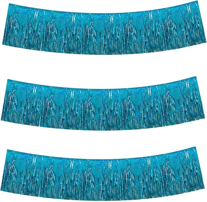 BEISHIDA Lake Blue Fringe Garland Banner 30ft Wall Tinsel Foil Streamers | 3Pack by Beishida