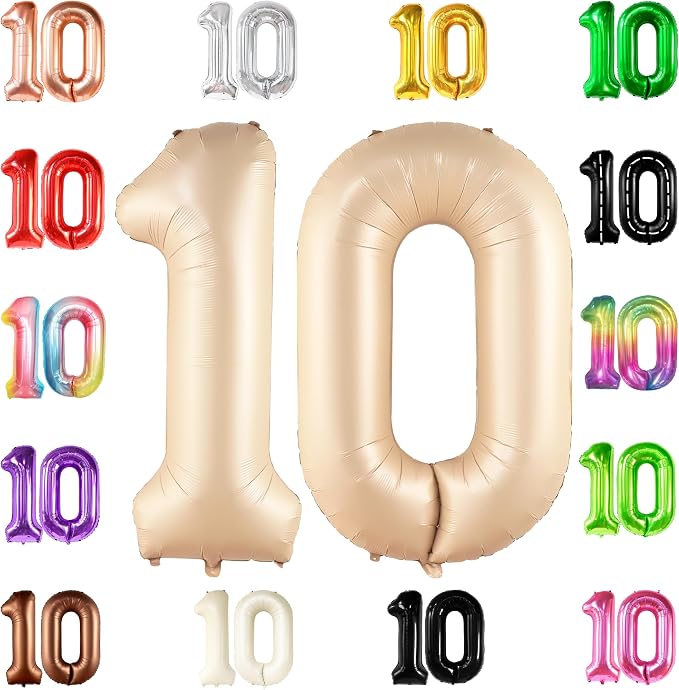 KatchOn Caramel 10 Balloon Number 40 Inch, 10th Birthday Decorations by KatchOn