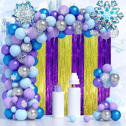 Voircoloria Purple Gold Foil Fringe Backdrop Curtains, 2 Pack | Tinsel Streamers - Image 7