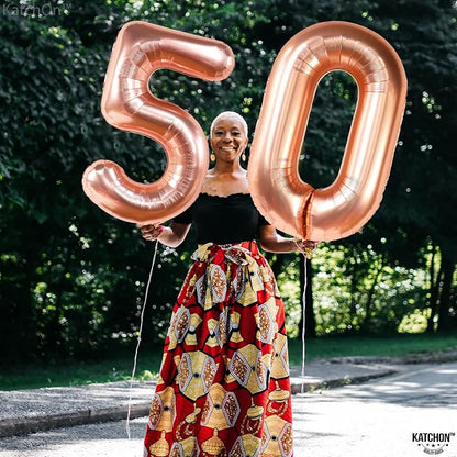 KatchOn Rose Gold 0 Number Balloons 40 Inch | Zero Balloon, Rose Gold Party - Image 2