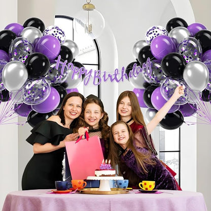 60pcs Purple and Black Balloons 12inch - Image 6