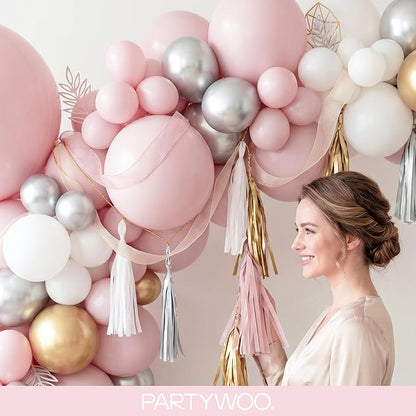 PartyWoo Pale Pink Balloons 140pcs Light Pastel Baby Pink Color | 18 12 10 5 - Image 9
