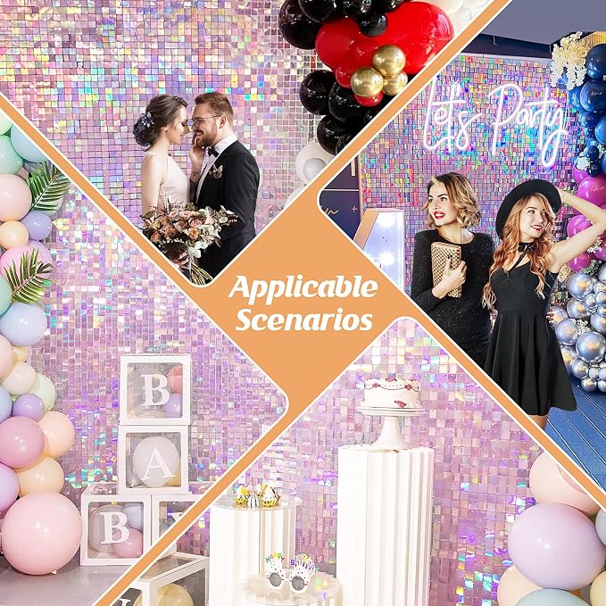 4x6 FT Iridescent Pink Shimmer Wall Backdrop, Glitter Bling Photo Backdrop - Image 5