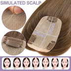 3x5 Inch Injected Silk Base Hair Toppers for Women, 18 Inch Length 130% Density Real Human Hair Pieces #2A Brown