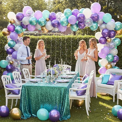 LovesTown Mermaid Purple Blue and White Balloons, 12 Inch | Latex, soft color - Image 3