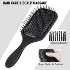 SALONSILK Hair Brush Comb Set, 5PCS Women Men Hair Brush & Styling Comb Set, Wide Tooth Rat Tail Fine Tooth Paddle Roller Combs - Professional Barber Tools for All Types