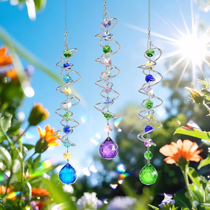 5 Pack Crystal Suncatcher Gazing Ball Spiral Wind Spinner Garden Decor | - Image 4