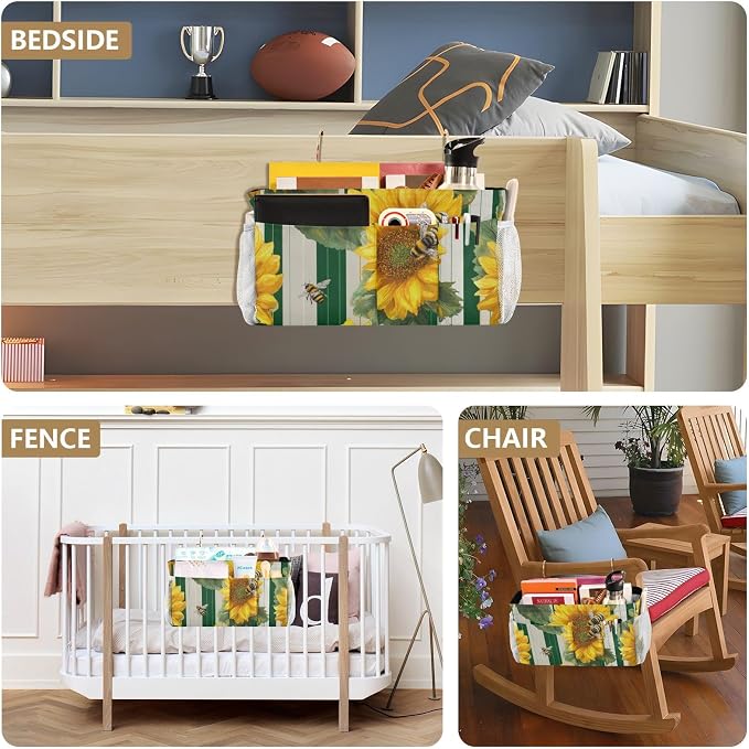 Bedside Caddy Metal Frame Hanging Organizer Bunk Bed Dorm Accessories Hook And - Image 8