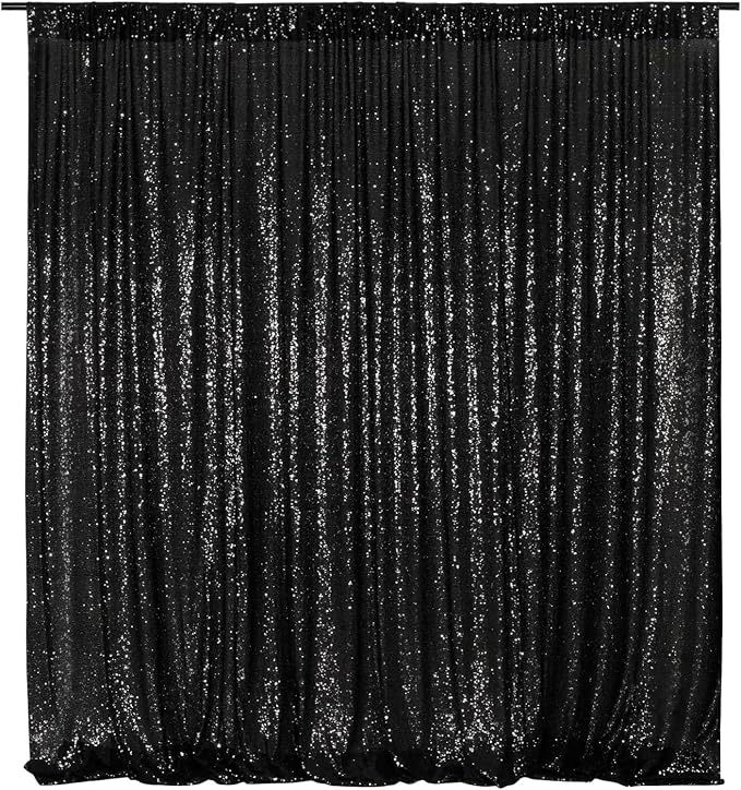 Poise3EHome Black Sequin Backdrop, 8FT x 10FT Sequin Photography Backdrop by Poise3EHome