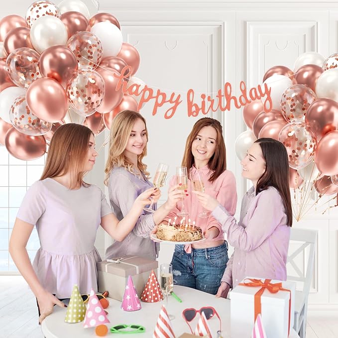 60pcs Rose Gold Balloons 12inch - Image 7