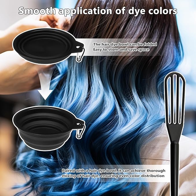 32Pcs Hair Dye Coloring Kit,Hair Dye Tools for DIY Salon.Hair Dye Brush and Bowl Set, with Dye Brush/Ear Cover/Gloves/Comb/Hairpin/Hair Coloring Cape(Black,B)