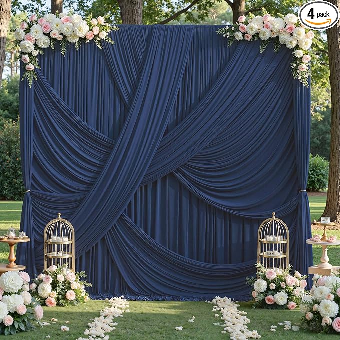 20ft×12ft Navy Blue Backdrop Curtain by PartyVillage