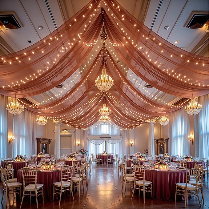 6 Panels Caramel Ceiling Drapes - Image 7