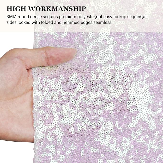 PartyDelight Iridescent White Sequin Backdrop Curtains 2x8ft 2 Panels | Color - Image 3