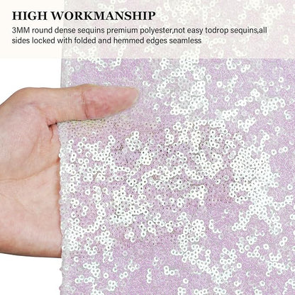 PartyDelight Iridescent White Sequin Backdrop Curtains 2x8ft 2 Panels | Color - Image 3