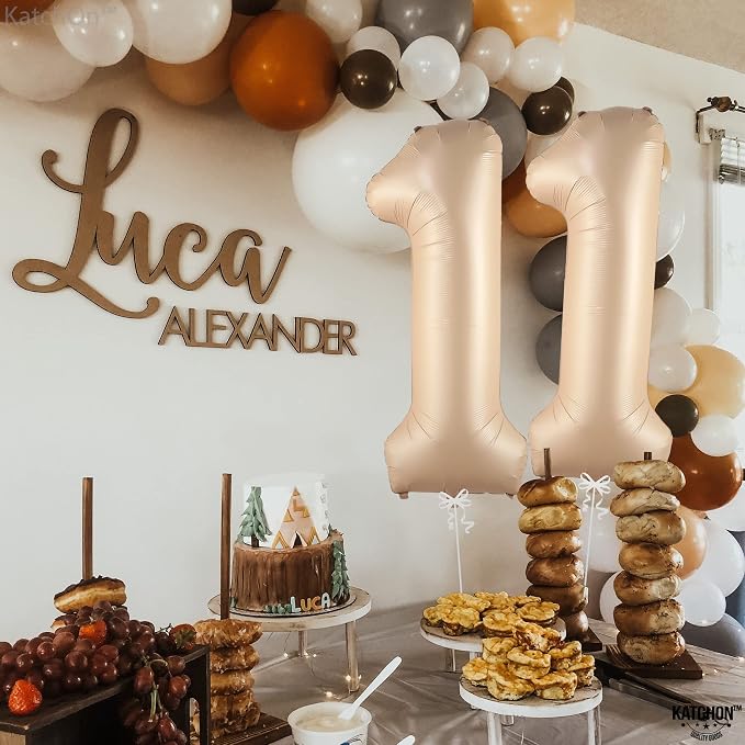 Katchon Caramel 11 Balloons Number 40 Inch | Retro Apricot Number 11 Balloons - Image 5