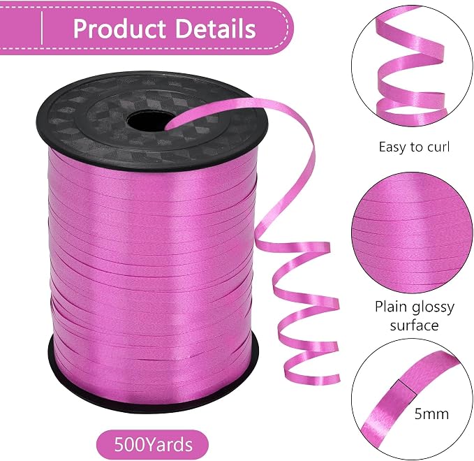 500 Yards Rose Pink Curling Ribbon Balloon Ribbon Balloon Stringfor Wedding - Image 2