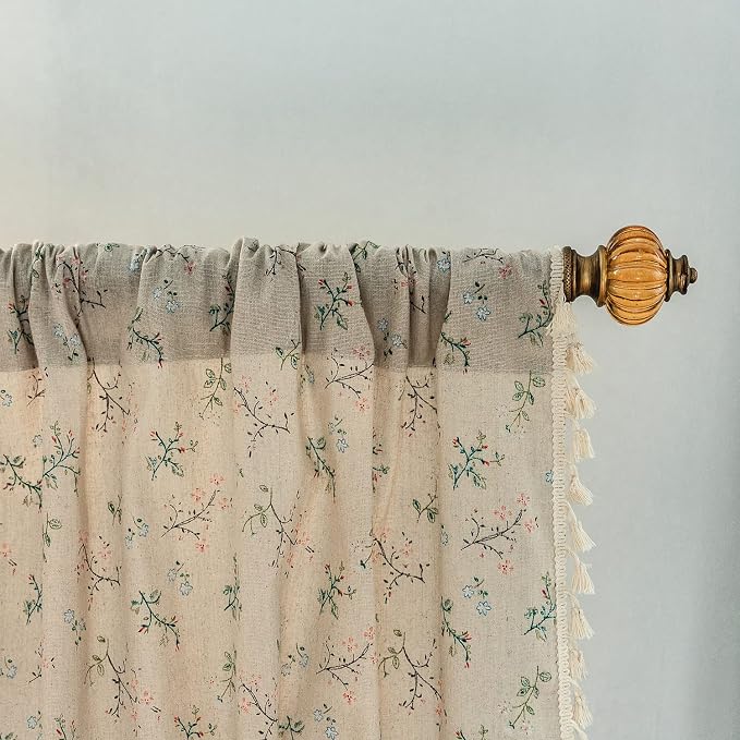 Sutuo Home Florals Boho Farmhouse Curtains, Semi-Blackout Drape Bohemian Window - Image 3