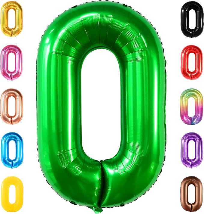 KatchOn Dark Green 0 Number Balloons 40 Inch | 0 Digit Balloon, Number 0 by KatchOn