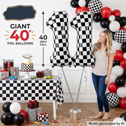 40" Checkered Number 11 Balloon - Image 4