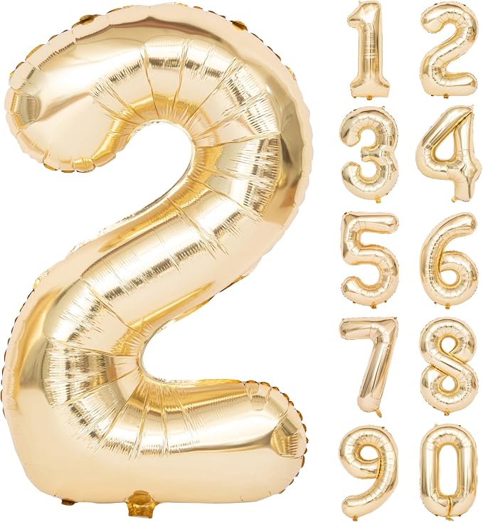 40 Inch Light Gold 2 Number Balloons Large Champagne Gold Number | White Gold by Exquisitehighqualitypartydecorationstomeetyoureveryneed%EF%BC%81