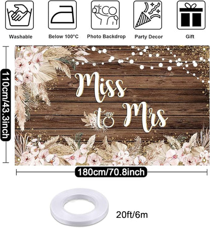Mocsicka Miss to Mrs Banner Backdrop Boho Bridal Shower Backdrop Decorations - Image 5