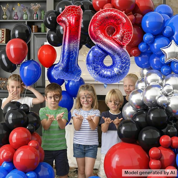 40 Inch Spider Theme Number Foil Balloons, Large Number 18 Balloons - Image 4