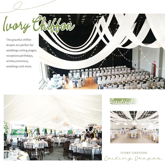 6 Panels Ivory Ceiling Drapes for Wedding Ceiling Drapes 5ftx15ft Wedding Arch - Image 6
