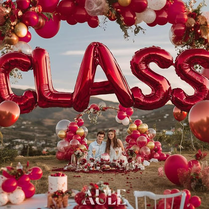 AULE 40 Inch Red S Balloon Letter Foil A-Z Birthday Big Alphabet | Birthday - Image 2