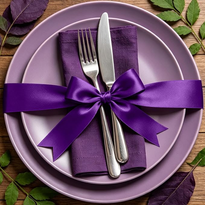 1In 30Yards Dark Purple Satin Ribbon - Image 7