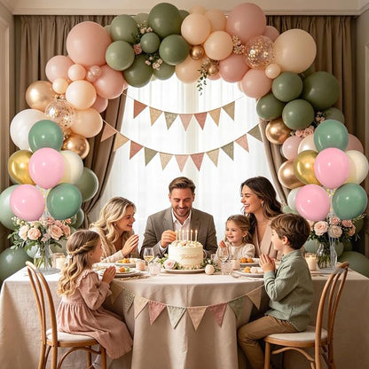 4 Sets Sage Green Pink Gold Balloons Stand - Image 7