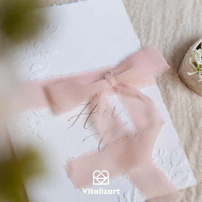 Vitalizart Light Pink Chiffon Silk Ribbon 1" x 21 Yd Handmade Frayed Fringe | - Image 7