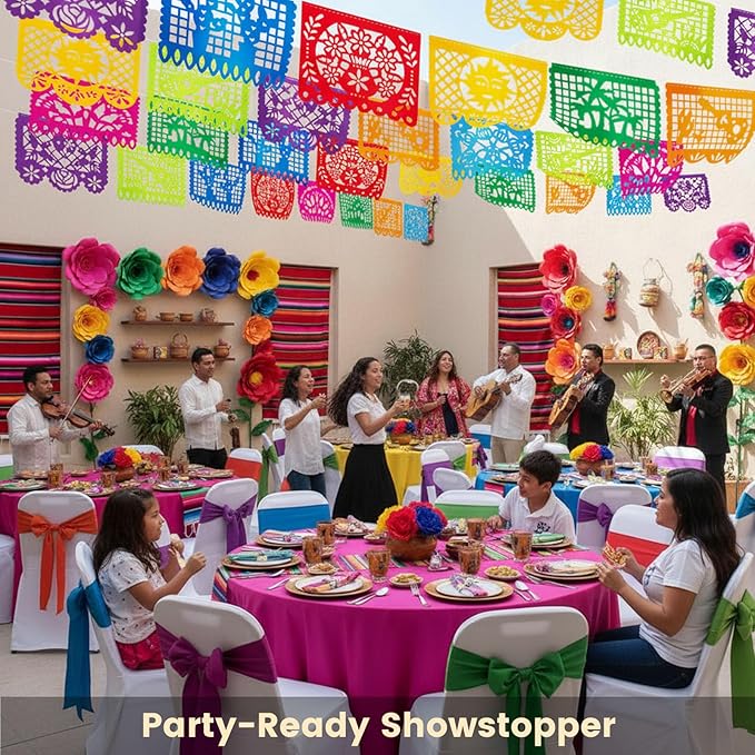 DOMESTAR 3 Packs 54 FT Mexican Party Banners, Fiesta Party Decoration | Papel - Image 2