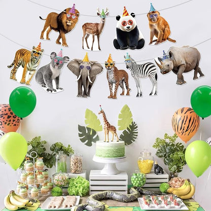 Hooqict Safari Animals Happy Birthday Banner Animal Birthday Decorations Party - Image 5