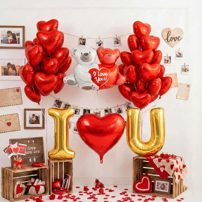 I Love You Balloons red gold balloon heart Little Bear mylar balloons red rose by KozeeBalloons%E2%80%94%E2%80%94ColorMatters